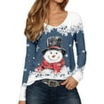 thumbnail image 1 of KHONTS Crewneck Christmas T Shirts for Women Snowman Long Sleeve Xmas Casual Loose Pullover Tops Blue L, 1 of 4
