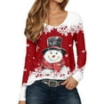 thumbnail image 1 of KHONTS Crewneck Christmas T Shirts for Women Snowman Long Sleeve Xmas Casual Loose Pullover Tops Red XL, 1 of 4
