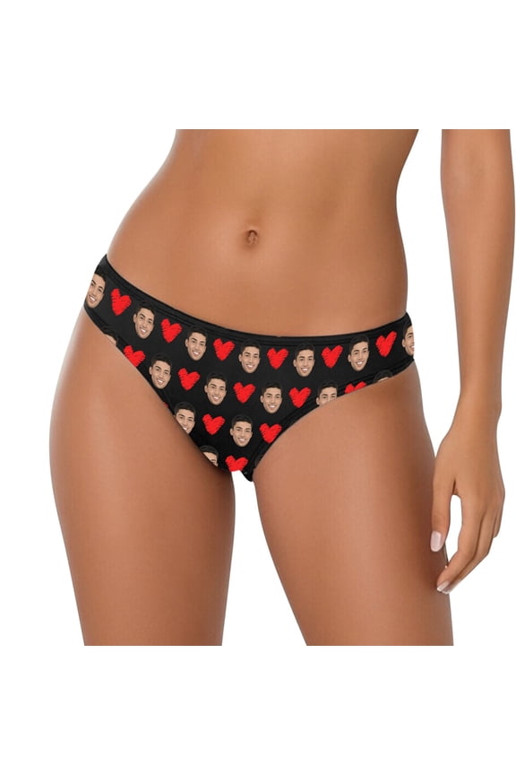Custom Underwear for Women Personalized Underwear Panties with Face Picture Funny Gifts Red XXL