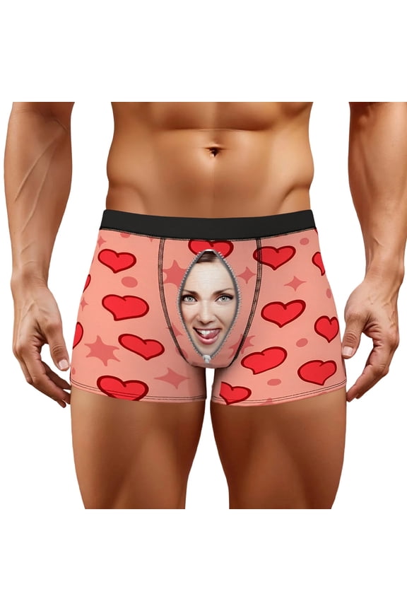 Custom for Men Boxer Short with Face Personalized Underwear for Boyfriend Husband Valentine's Birthday 03-Black XL