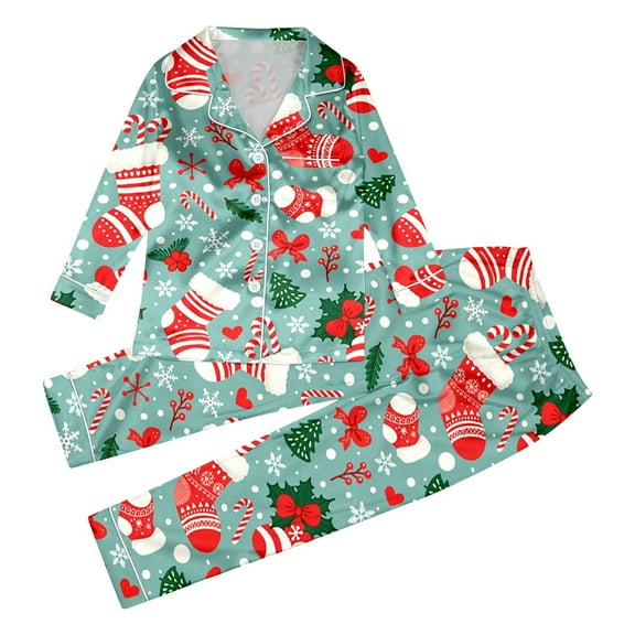 KHONTS Family Chrismas Pajamas Matching Sets Festive Printed Fall Winter Loungewear Holiday Sleepwear Nightwear for Xmas Kids 120