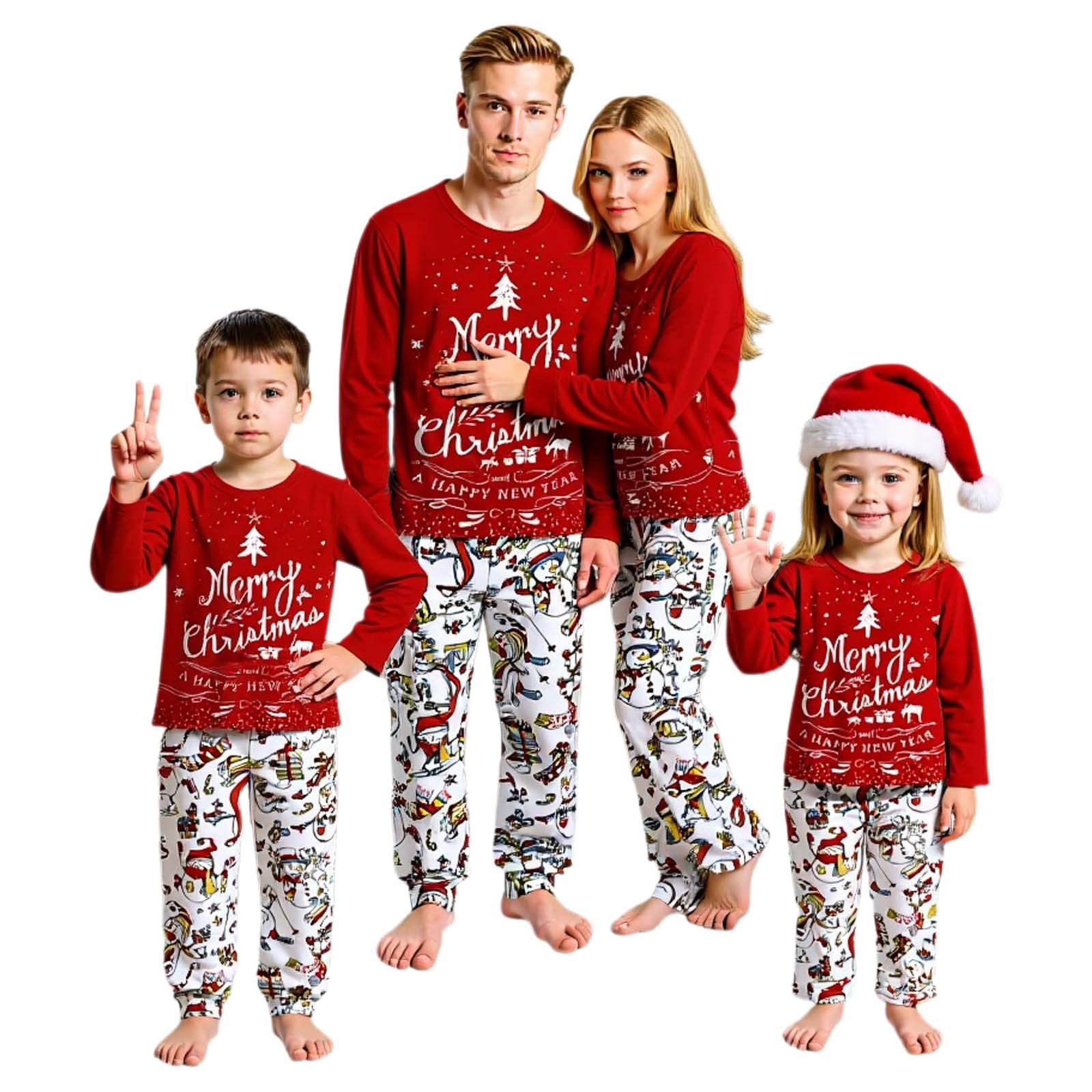 KHONTS Family Christmas Pajamas Matching Sets Long Sleeve Top and Pants ...