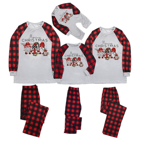 KHONTS Family Christmas Pajamas Sets Cute Graphic Long Sleeve Plaid Shirt and Pajama Pants Xmas Loungewear Sets 2-Men XL