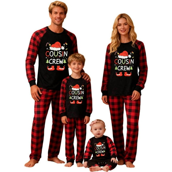 KHONTS Family Matching Christmas Pajamas Set Holiday Graphic Sleepwear Xmas Pjs Set Casual Fashion Cute Homewear 3-Black Baby