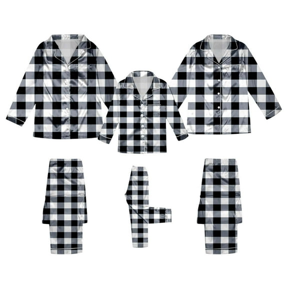 KHONTS Family Plain Printed Plus Size Christmas Pajamas Sets Long Sleeve Pjs Set Party Sleepwear Button-Down Loungewear Sets A-Women XXL