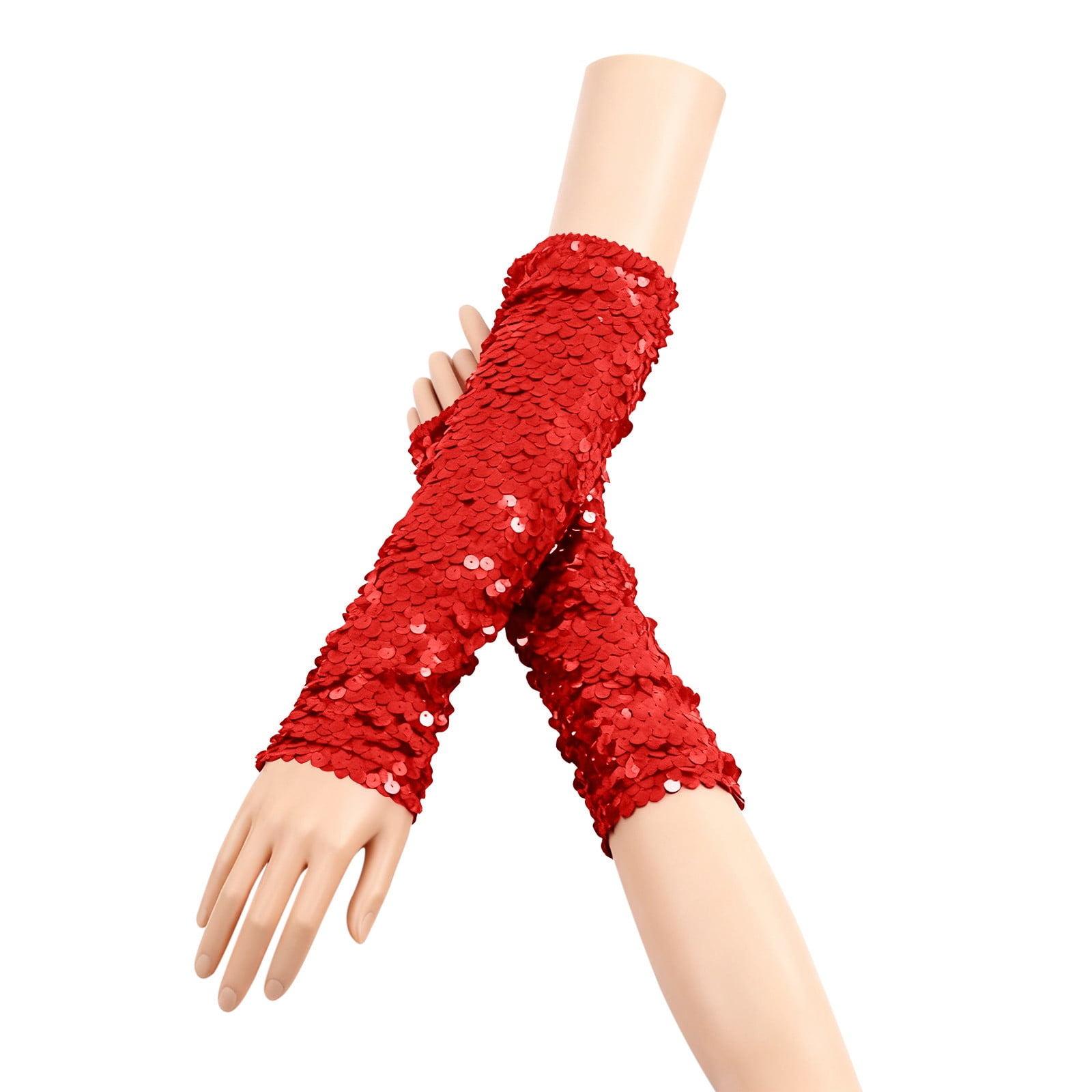 Allegra K 1 Pair Fingerless Thumbhole Arm Warmers Long Gloves For Lady