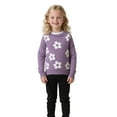 thumbnail image 1 of KHONTS Girl's Casual Flower Print Crew Neck Long Sleeve Pullover Sweater Cute Fall Winter Warm Soft Jumper Tops,Sizes 1-7 Years Purple 90, 1 of 7
