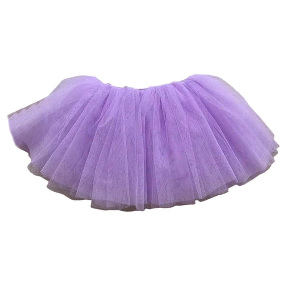 KHONTS Girls 4 Layer Short Ballet Tulle Tutu Skirt Dance Layer Skirt Party Dress Up,Size 3-11 Years Purple 120