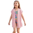thumbnail image 1 of KHONTS Girls Beach Coverup Loose Fit Short Sleeve Crochet Cardigan Sweaters Summer Vacation Cover up Clothes Pink 12Y, 1 of 8