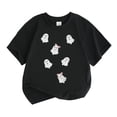 thumbnail image 1 of KHONTS Girls Boys Kids Halloween Shirt Toddler Short Sleeve T-Shirt Ghost Tees Tops,Size 3-13 Years Black 100, 1 of 4