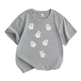 thumbnail image 1 of KHONTS Girls Boys Kids Halloween Shirt Toddler Short Sleeve T-Shirt Ghost Tees Tops,Size 3-13 Years Grey 150, 1 of 4