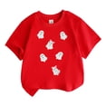 thumbnail image 1 of KHONTS Girls Boys Kids Halloween Shirt Toddler Short Sleeve T-Shirt Ghost Tees Tops,Size 3-13 Years Watermelon Red 90, 1 of 4