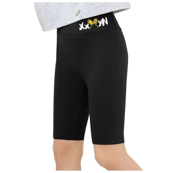 KHONTS Girls' Compression Spandex Shorts High Waisted Yoga Dance Biker Shorts Comfy Athletic Shorts,Size 3-16 Years Black 140