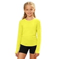 thumbnail image 1 of KHONTS Girls Long Sleeve Athletic Shirts Kids Crewneck Workout Tops Basic Tees Activewear,Size 4-14 Years Yellow 160, 1 of 4