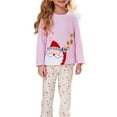 thumbnail image 1 of KHONTS Girls Santa Printed Pajamas Long Sleeve Tops and Pants Loungewear,Sizes 3-8 Years, 1 of 5