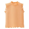 thumbnail image 1 of KHONTS Girls Summer Tank Tops Ruffle Trim Sleeveless Shirts Neck Ribbed Knit Pullover Tops,Size 1-10 Years Orange 120, 1 of 5