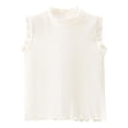 thumbnail image 1 of KHONTS Girls Summer Tank Tops Ruffle Trim Sleeveless Shirts Neck Ribbed Knit Pullover Tops,Size 1-10 Years White 90, 1 of 5