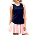 thumbnail image 1 of KHONTS Girls Summer Workout Tank Tops Ruffle Sleeveless Racerback Crewneck Casual Loose Activewear Navy 150, 1 of 7