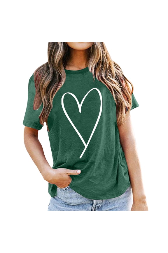 Graphic Printed T Shirts for Women Crew Neck Summer Tees Teacher Shirt Casual Tops Dark Green M