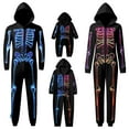 thumbnail image 1 of KHONTS Halloween Family Matching Onesies Pajamas Skeleton Printed Bodysuit Sets Hooded Jumpsuit Funny Loungewear for Adult and Kids Baby 3M, 1 of 4