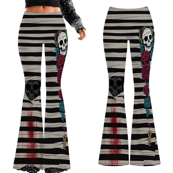 KHONTS Halloween Flare Yoga Pants for Women High Waist Tummy Control Yoga Leggings Bootcut Workout Pants