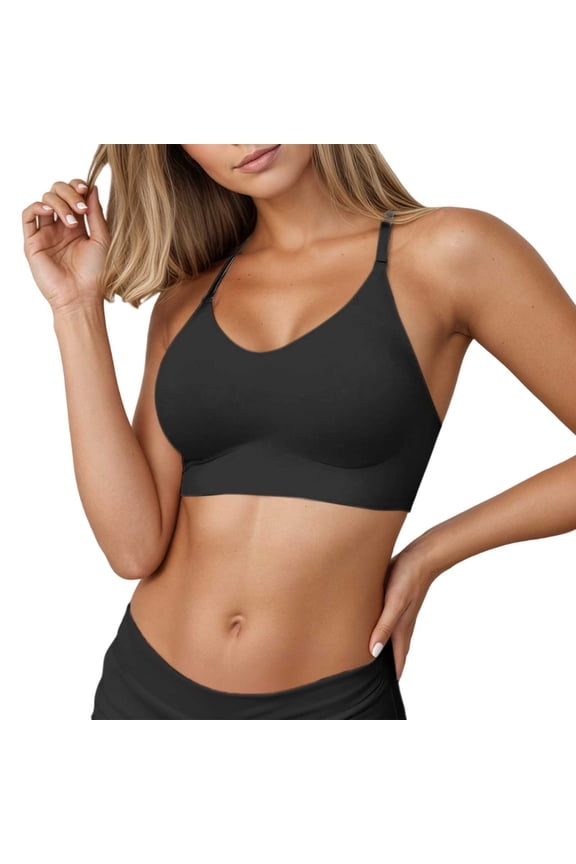 Halter Backless Bras for Women Wireless Seamless Bra Backless Multiway Adjustable Straps Convertible Backless Bralettes for Dress Black XL