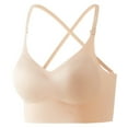 thumbnail image 1 of KHONTS,Women's Comfort Seamless Bras Criss-Cross Back Adjustable Bra Wireless Everyday Backless Bralettes Beige M, 1 of 6