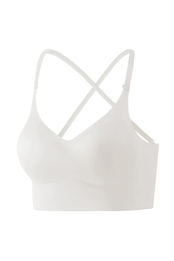 Halter for Women Low Back Bras Wireless Seamless Bra Backless Multiway Straps Convertible Backless Bralettes White L