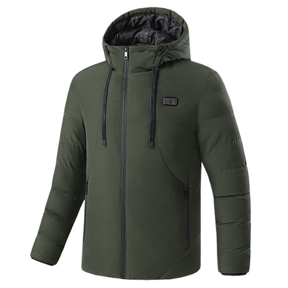 KHONTS Heated Jackets for Men with 11 Heating Zones USB Smart Warming Hoodie Winter Thermal Puffer Jackets (No Battery) Green XXXXXL