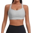 thumbnail image 1 of KHONTS High Impact Sports Bras for Women Racerback Running Bra Workout Crop Tank Tops Longline Sports Push up Bralettes Grey M, 1 of 4