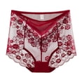 thumbnail image 1 of KHONTS High Waist Lace Panties for Women Seamless Lightweight Breathable Tummy Control Lift Plus Size Underwear Wine XXL, 1 of 3