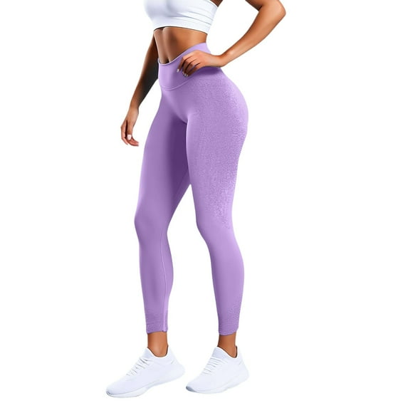KHONTS High Waisted Leggings for Women Tummy Control Buttery Soft Yoga Pants Gym Workout Running Leggings Purple M