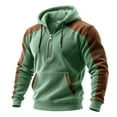 thumbnail image 1 of KHONTS Hoodies for Men Big and Tall Winter Waffle Quarter Zip Pullover Tops Casual Fall Hooded Sweatshirts with Pocket Streetwear Light Green XL, 1 of 2