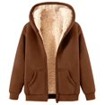 thumbnail image 1 of KHONTS Hoodies for Women Winter Sweatshirt Full Zip up Thick Sherpa Lined Hooded Jacket with Pockets Coffee M, 1 of 4