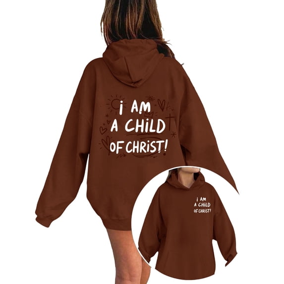 KHONTS I Am a Child of God Hoodie for Girls Jesus Hoodies Oversized Preppy Faith Graphic Sweatshirts,Size 1-13 Years
