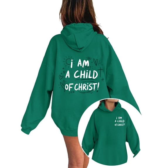 KHONTS I Am a Child of God Hoodie for Girls Jesus Hoodies Oversized Preppy Faith Graphic Sweatshirts,Size 1-13 Years