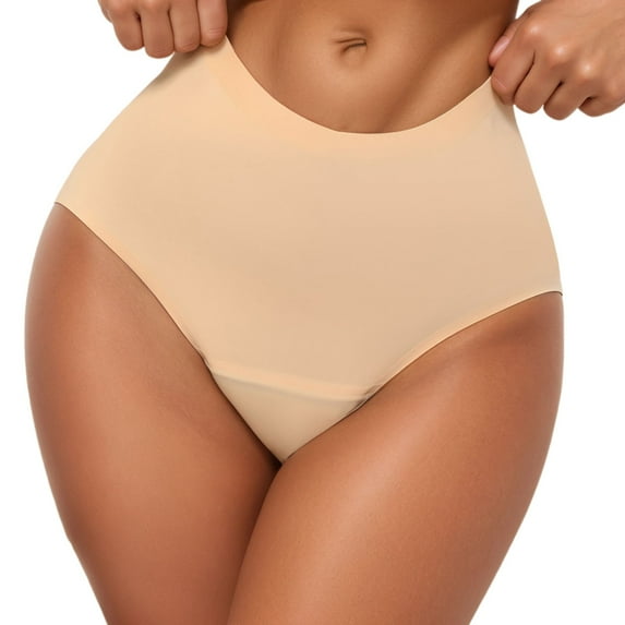 KHONTS Incontinence Protective Underwear for Women Washable Bladder Leak Proof Panties Absorbent Briefs Beige M