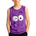 thumbnail image 1 of KHONTS Kid's Tank Tops for Boys Funny Face Expression Tanks Shirts Summer Beach Sleeveless T-Shirts,Size 3-14 Years Purple 150, 1 of 4