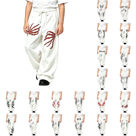 KHONTS Kids Boys Girls Wide Leg Sweatpants Y2k Gothic Baggy Sweat Pants High Waisted Pants,Size 4-15 Years