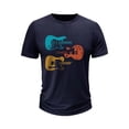 thumbnail image 1 of KHONTS Kids Boys Guitar Printed T Shirts Short Sleeve Crewneck Summer Tees Casual Fashion Tops,Size 2-15 Years Navy 130, 1 of 4