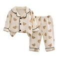 thumbnail image 1 of KHONTS Kids Cute Printed Pajamas Sets Long Sleeve Button down Tops and Pants, Girls and Boys 2 Piece, Sizes 2-6 Years, 1 of 4