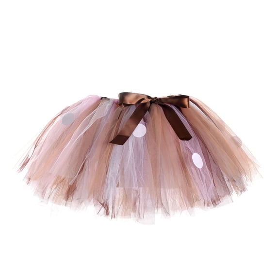 KHONTS Kids Girls Tulle Tutu Ballet Dance Layer Skirt Party Dress,Size 2-8 Years Brown XS