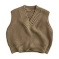 thumbnail image 1 of KHONTS Kids Sweaters Vest Fall Winter Knit Pullover Sleeveless V Neck Sweater School Uniform Tops for Toddler Boys Girls,Sizes 6M-8Y Coffee 140, 1 of 6