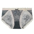 thumbnail image 1 of KHONTS Lace Underwear for Women Floral Lace Trim Panties Mesh Hipster High Waist Briefs Stretch Breathable Underwear Dark Blue L, 1 of 2