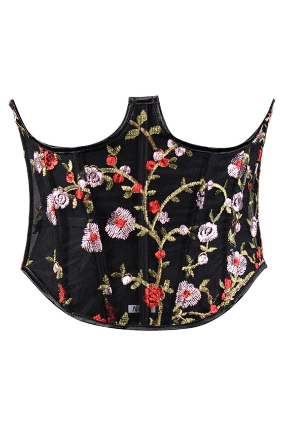 ,Lace up Corset Bustier Floral Printed Wide Underbust Corset Belt Clothing Dress Waist Belt for Women Black XXXL