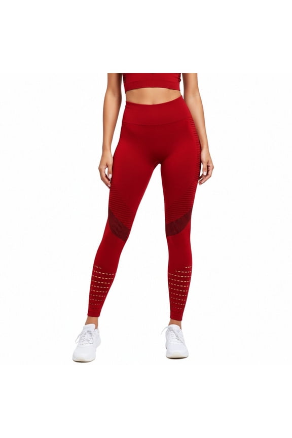 Leggings for Women Lifting Tummy Control Resistance Band Yoga Pants Compression Stretchy Athletic Running Fitness Workout Tights Red M