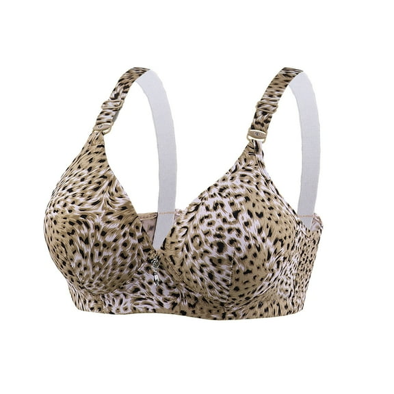KHONTS Leopard Printed Push up Bras for Women High Supportive Plunge Bra Lifting Soft Comfy Wireless Bralettes Gold 36