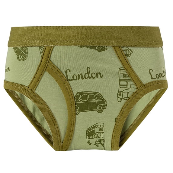 KHONTS Little Boys' Car Printed Brief Soft Underwear,Size 1T-12T Army Green 130