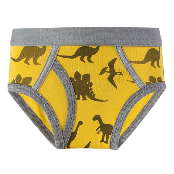 KHONTS Little Boys' Car Printed Brief Soft Underwear,Size 1T-12T Yellow 140