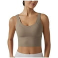 thumbnail image 1 of KHONTS Longline Sports Bras for WomenV Back Wireless Padded Smoothing Supportive Yoga Crop Tops Workout Tank Tops Khaki S, 1 of 4